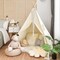 Beige Fold able Kids Canvas Teepee Play Tent with Wooden Support